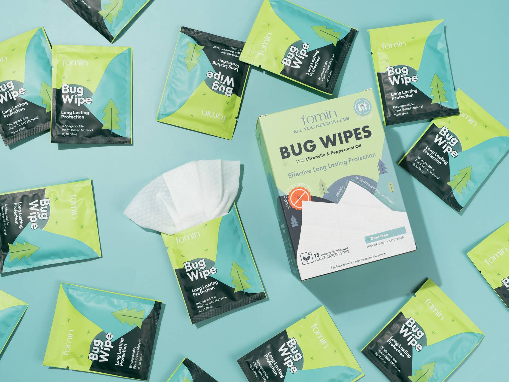 Fomin - Bug Repellent Wipes - Citronella & Peppermint Oil - 15 Count - The Look and Co