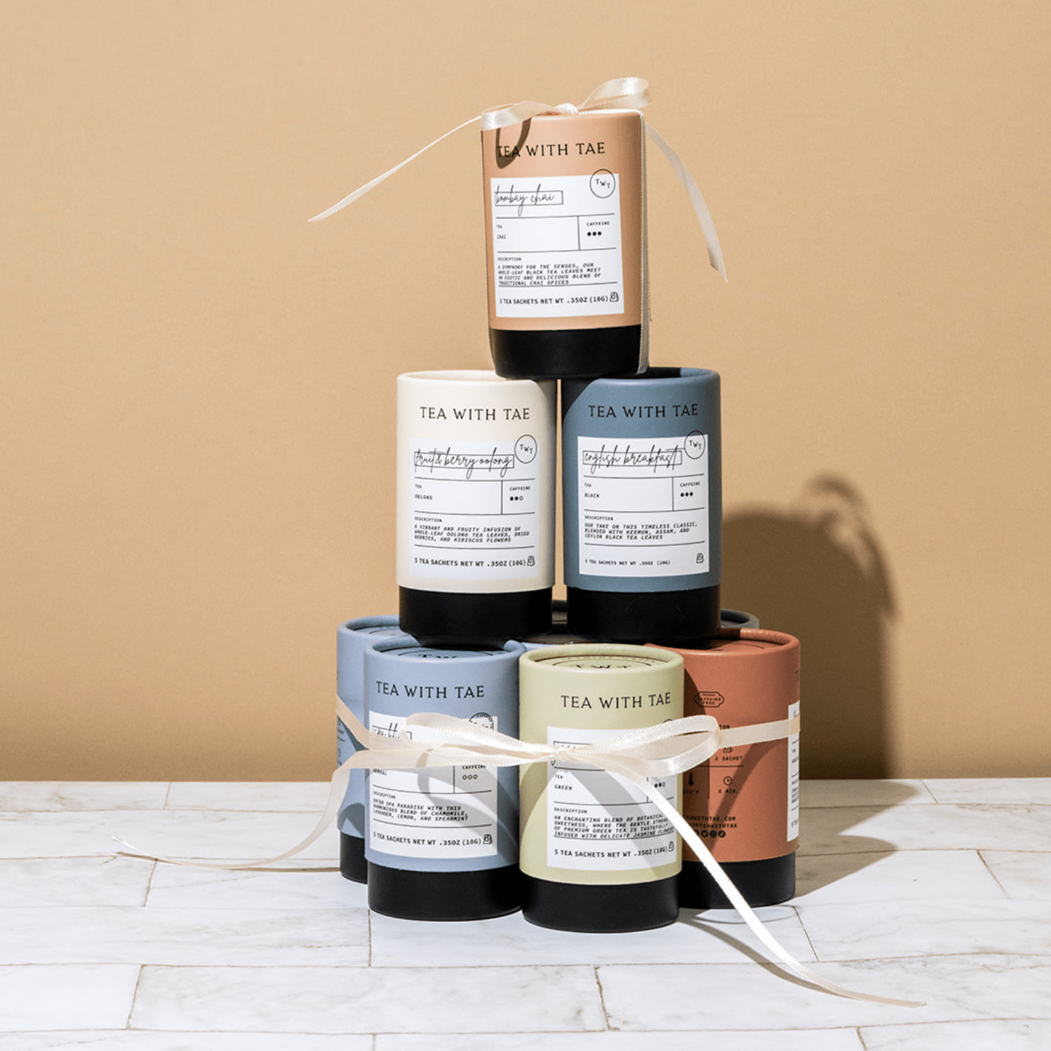Tea with Tae - Peppermint Herbal Mini Tea Tube Gift (5 tea bags) - The Look and Co
