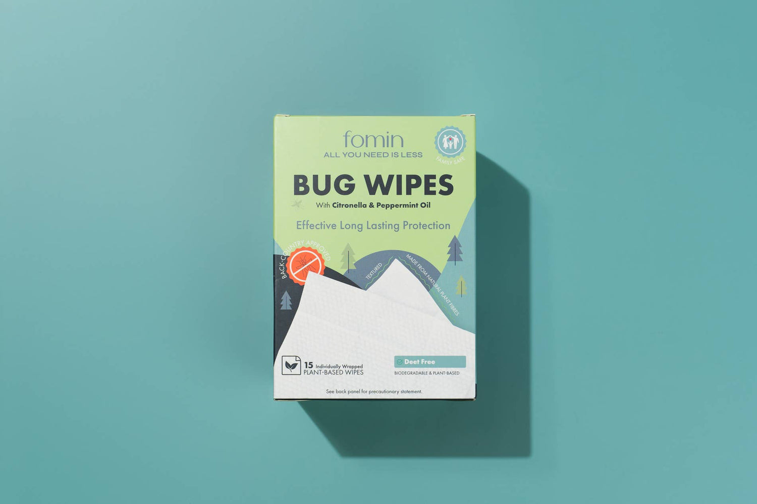 Fomin - Bug Repellent Wipes - Citronella &amp; Peppermint Oil - 15 Count - The Look and Co