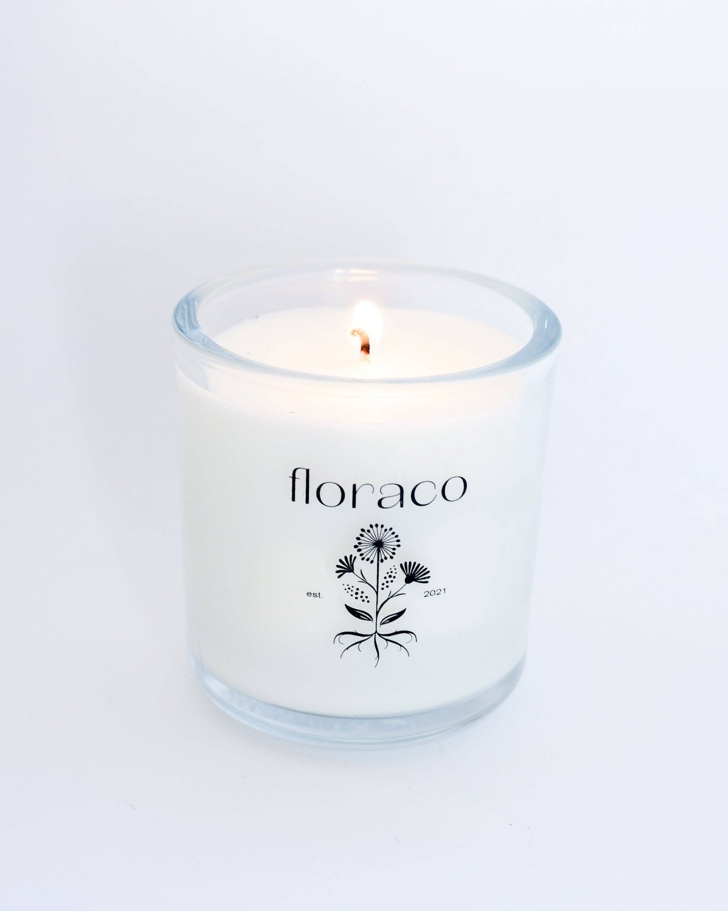 NEW Floraco Glass Candle: Cedarwood, Sandalwood, Iris and Cardamom: Petite - The Look and Co