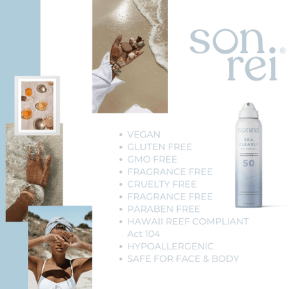 Sonrei Sea Clearly Organic Clear Sunscreen Mist SPF 50 - The Look and Co