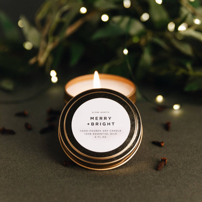 Travel Tin Candles Merry + Bright (Seasonal) - The Look and Co