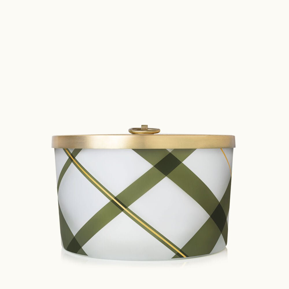 Frasier Fir Frosted Plaid 3-Wick Candle - The Look and Co